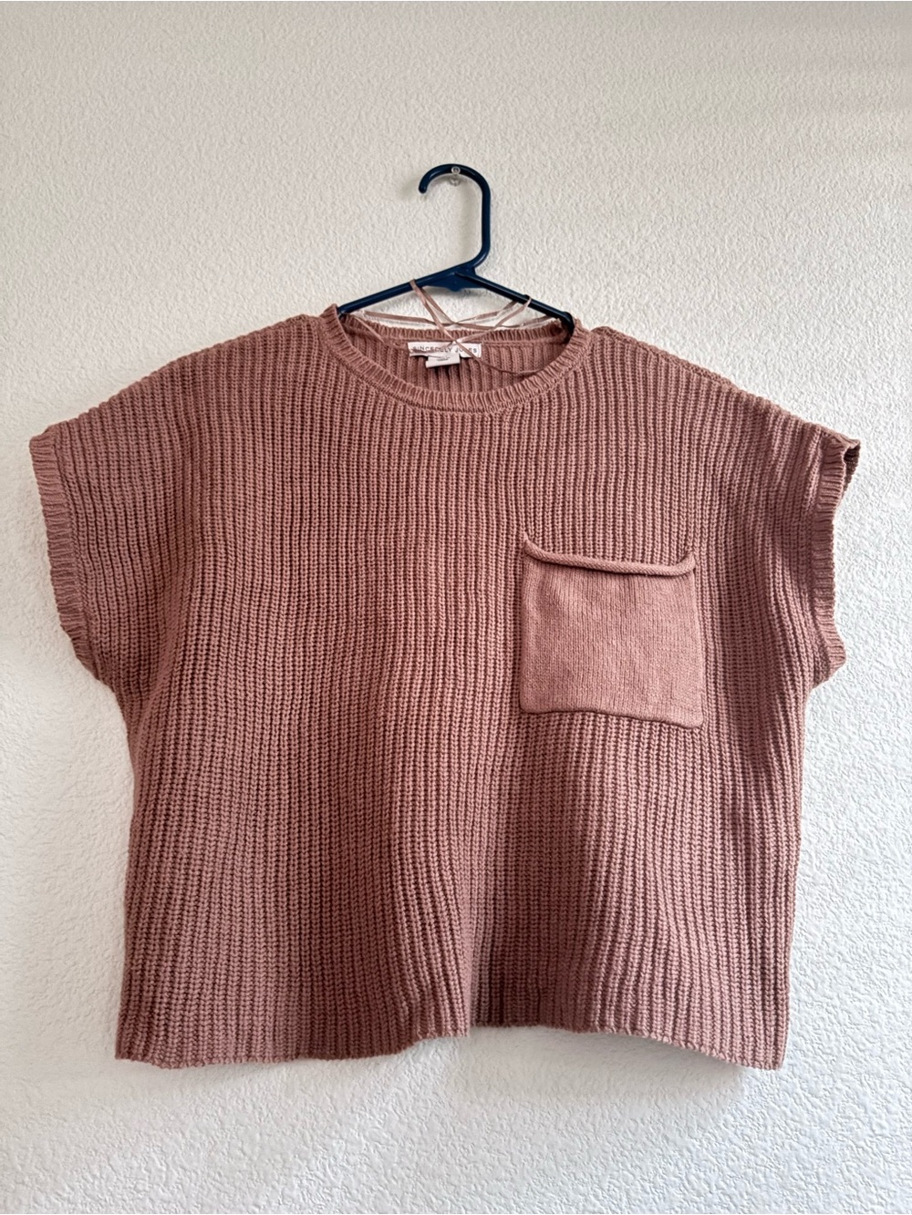 Sincerely Jules Dusty Rose Knit Short-Sleeve Sweater with Chest Pocket
